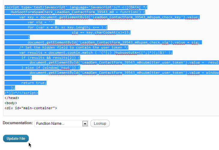 HubSpot Wordpress Form